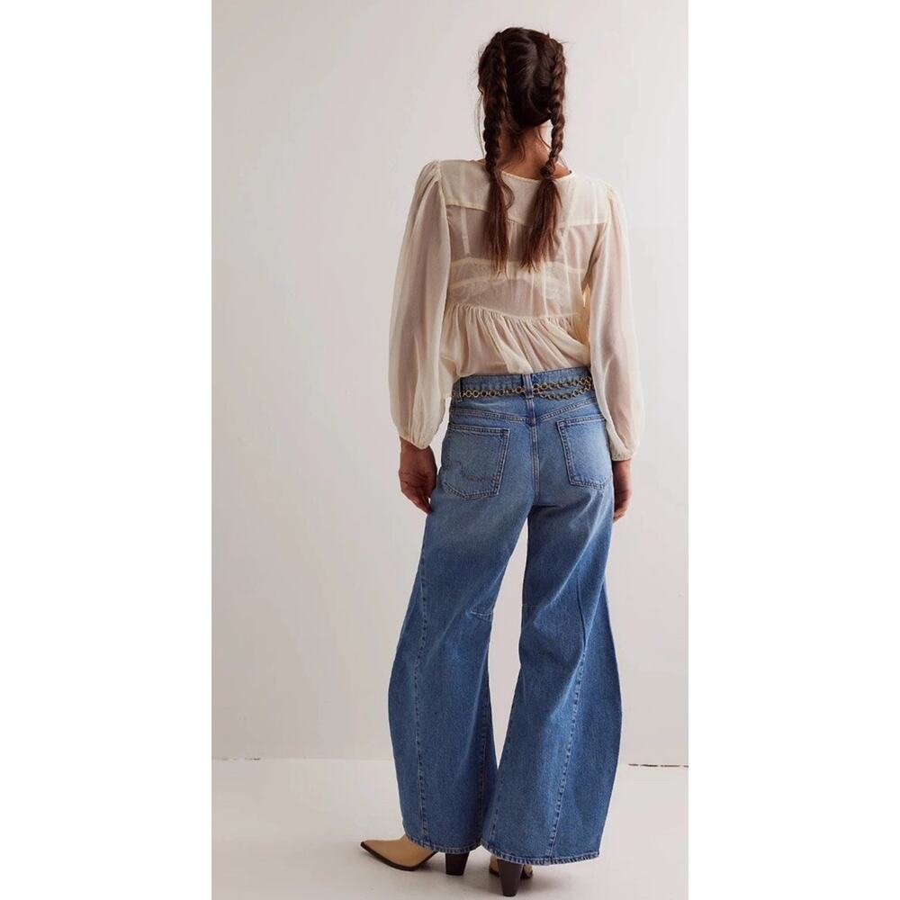 Free People Eden High Slouchy Jeans We The Free Slouchy Homefree Blue 30 - Picture 2 of 7